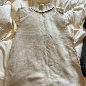 Zara M Sleeveless Beige Knit Sweater